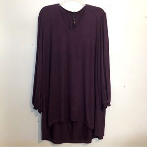 Seven Deep Purple High-Low Top with Long Sleeves , size 2X